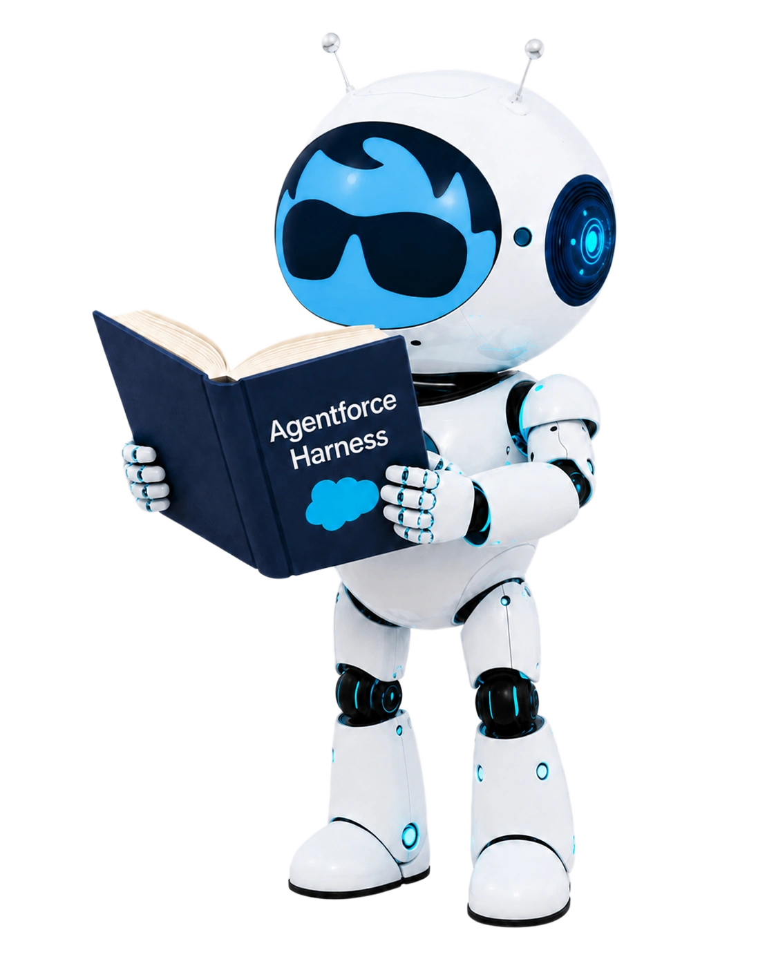 Agentforce robot reading a guide